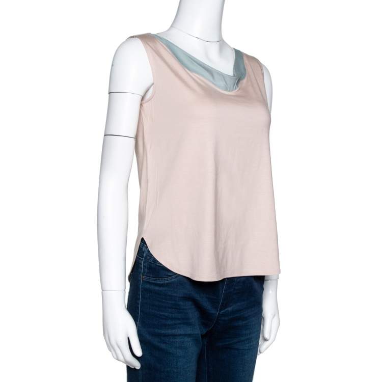 Pre Owned Emporio Armani Two Tone Stretch Jersey Sleeveless Top S