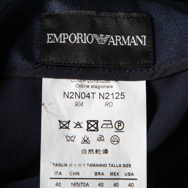 Pre Owned Emporio Armani Navy Blue Satin Short Skirt S