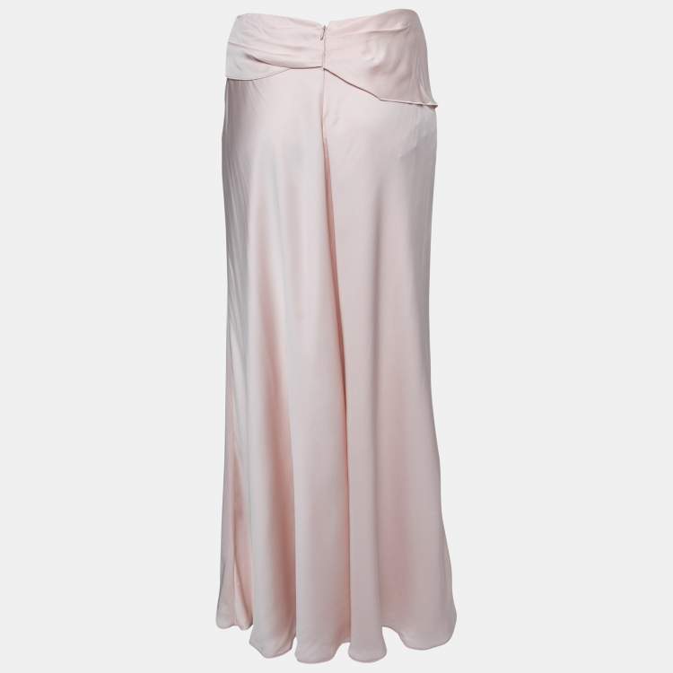 Pre Owned Emporio Armani Blush Pink Satin Wrap Skirt M