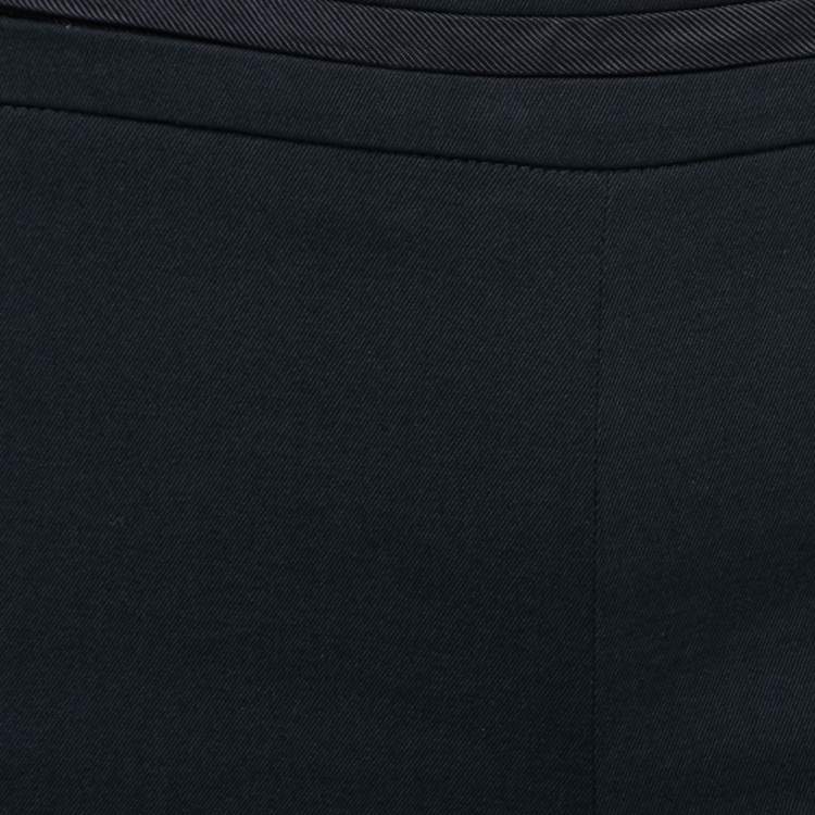 Pre Owned Emporio Armani Navy Blue Wool Pleated Waistband Detail Tapered Trousers S