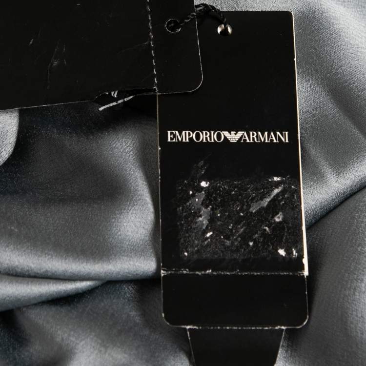 Pre Owned Emporio Armani Grey Satin Draped Skirt L