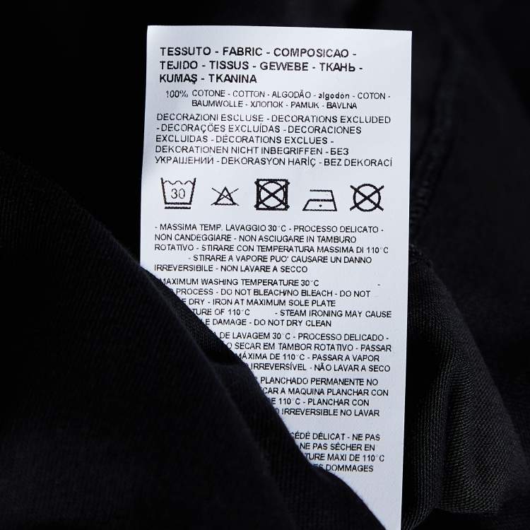 مملوكة مسبقًا Emporio Armani Black Velour Pattern Cotton Knit T-Shirt L