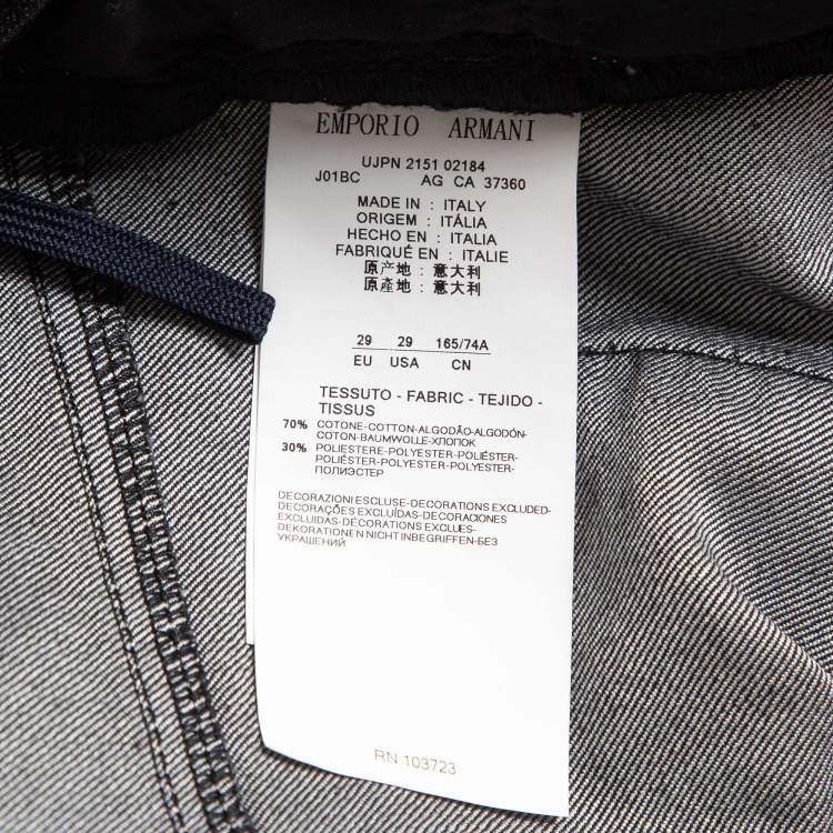 Pre Owned Emporio Armani Black Denim Sequined Pocket Detail Dakota Jeans M Waist 29"