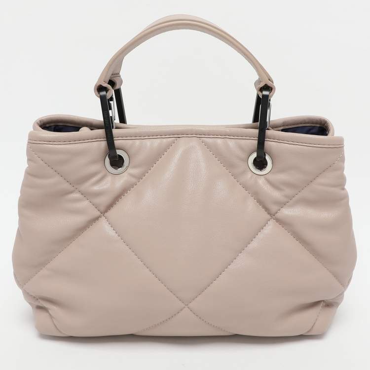 Pre Owned Emporio Armani Beige Quilted Leather MyEA Tote