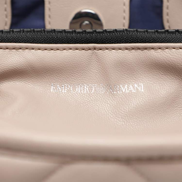 Pre Owned Emporio Armani Beige Quilted Leather MyEA Tote
