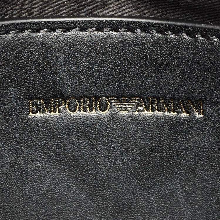 Pre Owned Emporio Armani Black Faux Leather Top Handle Bag