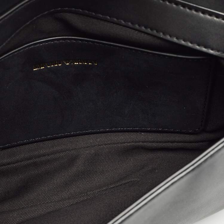 Pre Owned Emporio Armani Black Faux Leather Top Handle Bag