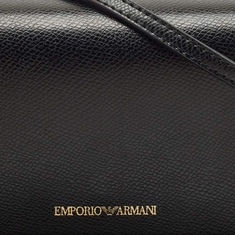 Pre Owned Emporio Armani Black Leather Mini Crossbody Bag