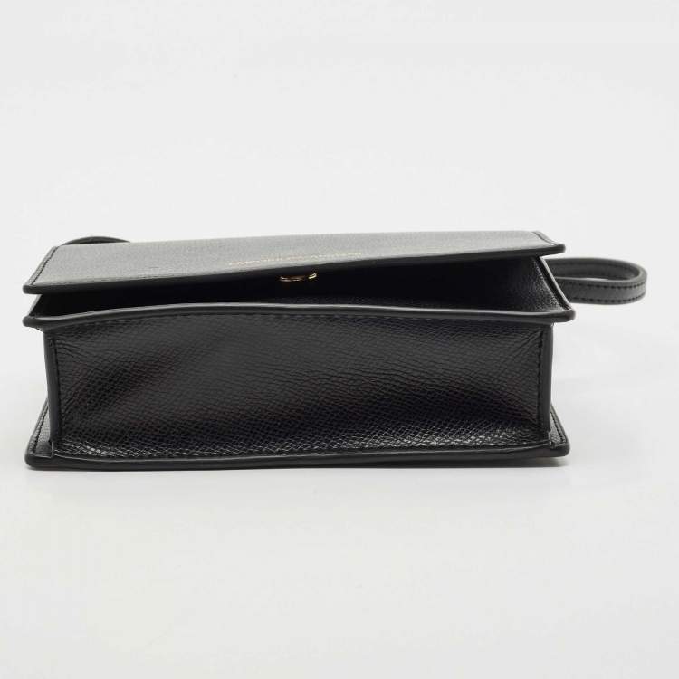 Pre Owned Emporio Armani Black Leather Mini Crossbody Bag