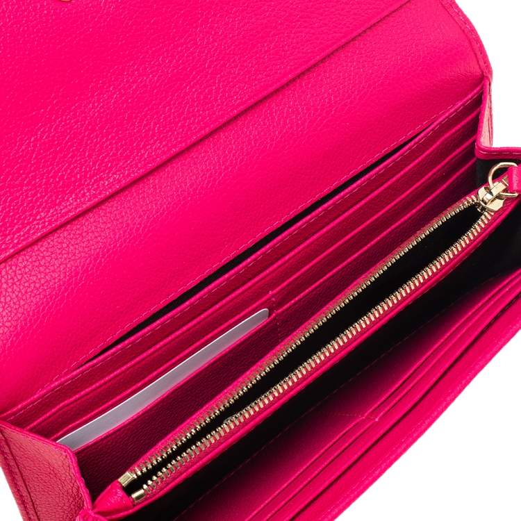 Pre Owned Emporio Armani Pink Leather Flap Continental Wallet