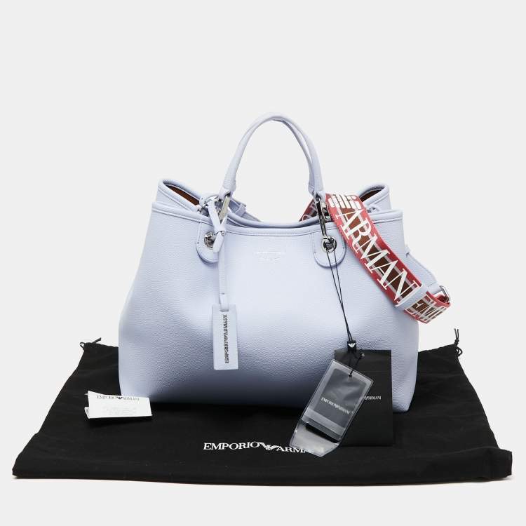 Pre Owned Emporio Armani Lavender Leather Medium MyEA Shopper Tote