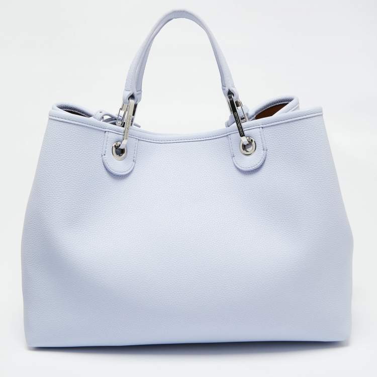 Pre Owned Emporio Armani Lavender Leather Medium MyEA Shopper Tote
