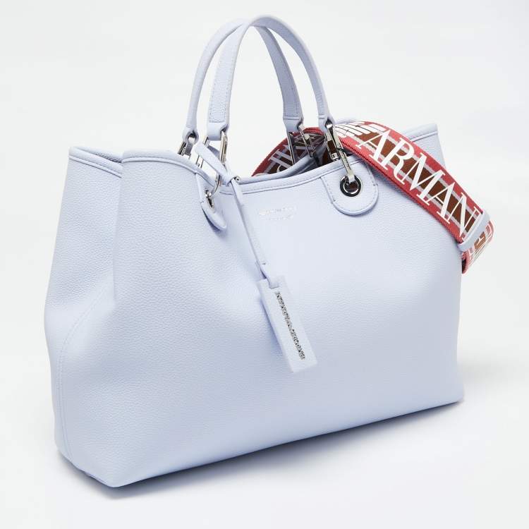 Pre Owned Emporio Armani Lavender Leather Medium MyEA Shopper Tote