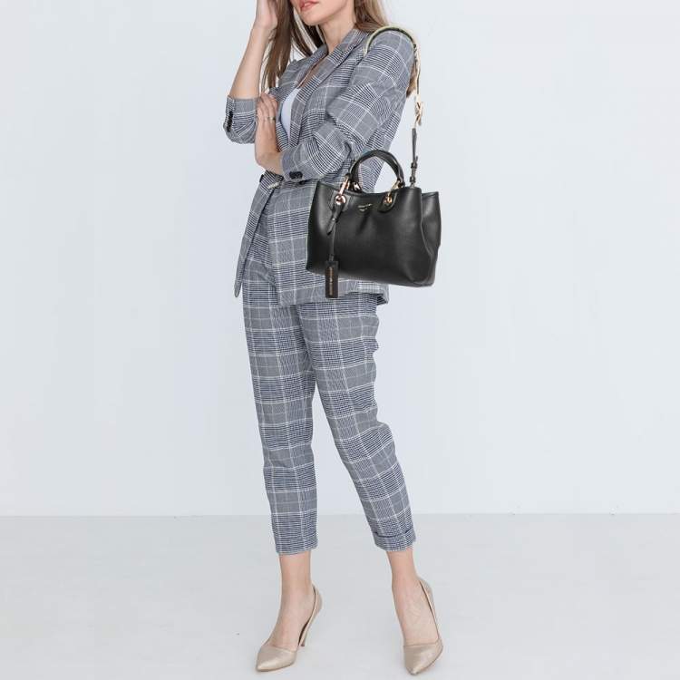 Pre Owned Emporio Armani Black Leather Small MyEA Shopper Tote