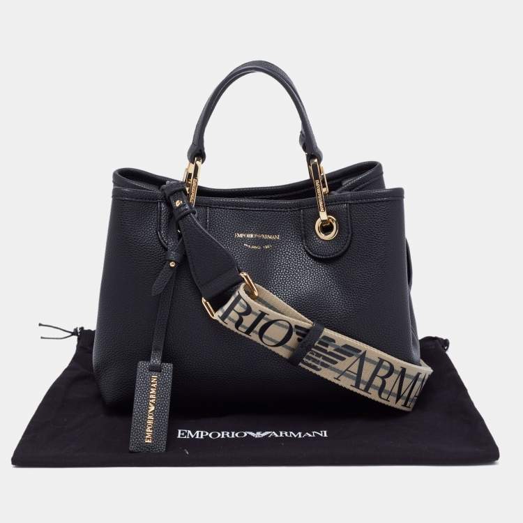 Pre Owned Emporio Armani Black Leather Small MyEA Shopper Tote