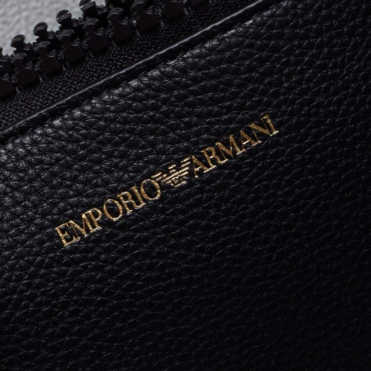 Pre Owned Emporio Armani Black Leather Small MyEA Shopper Tote