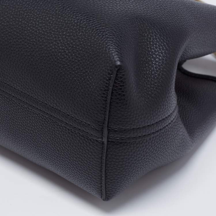 Pre Owned Emporio Armani Black Leather Small MyEA Shopper Tote