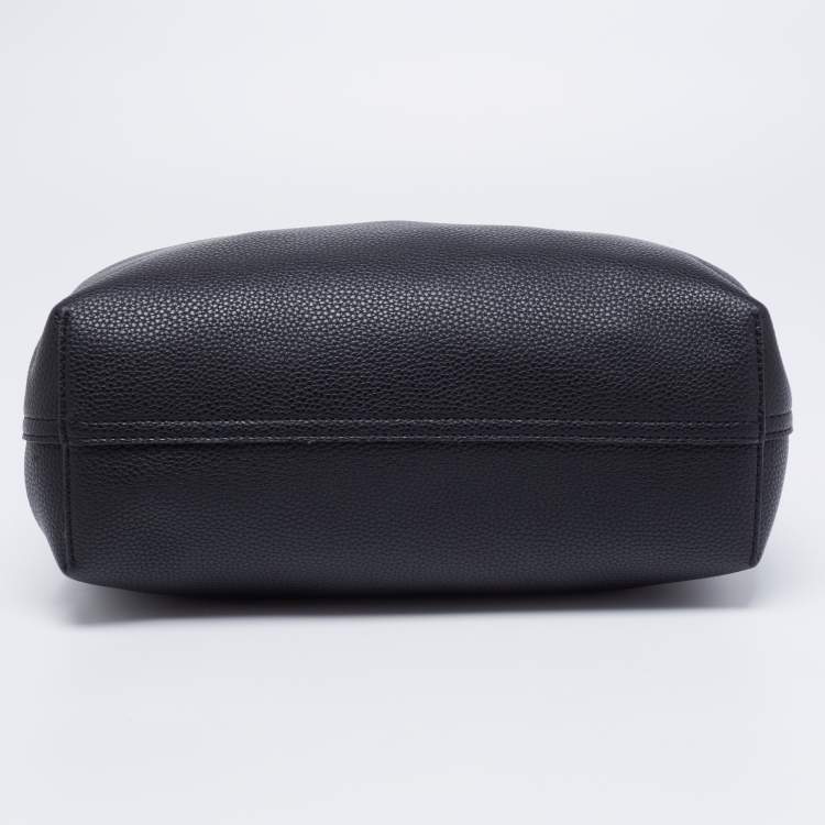 Pre Owned Emporio Armani Black Leather Small MyEA Shopper Tote