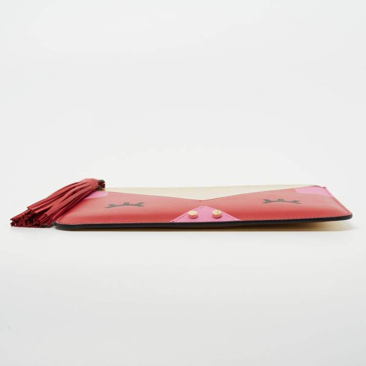 Pre Owned Emporio Armani Multicolor Leather Zip Wristlet Clutch