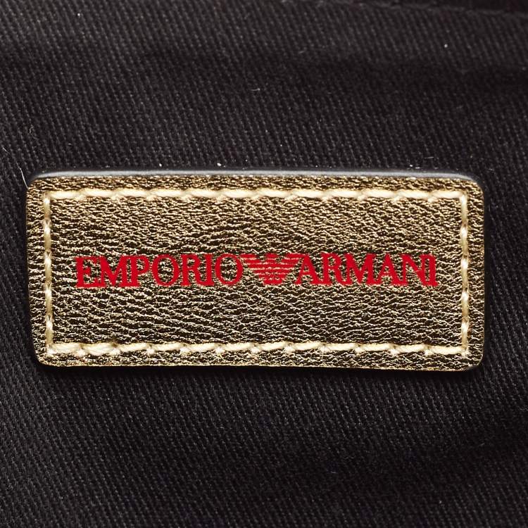 Pre Owned Emporio Armani Multicolor Leather Zip Wristlet Clutch
