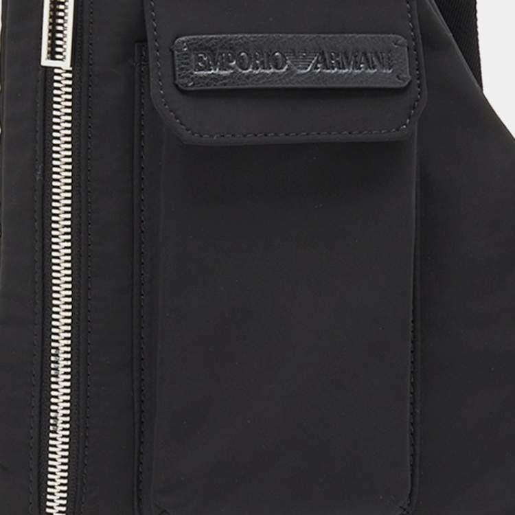 Pre Owned Emporio Armani Black Nylon Logo Belt Bag