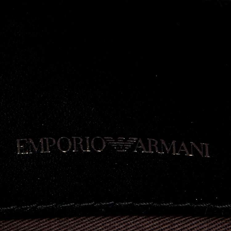 Pre Owned Emporio Armani Metallic Silver Leather Top Handle Bag