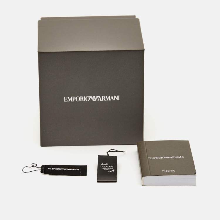 Pre Owned Emporio Armani Pavé Rose Gold Stainless Steel Leather Crystal AR11492 Women's Wristwatch 30 mm