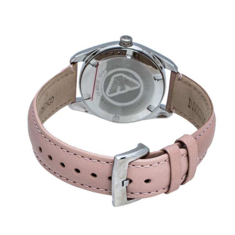 Pre Owned  Emporio Armani Mother Of Pearl Two-Tone Stainless Steel Leather AR6133 Women's Wristwatch 36 mm