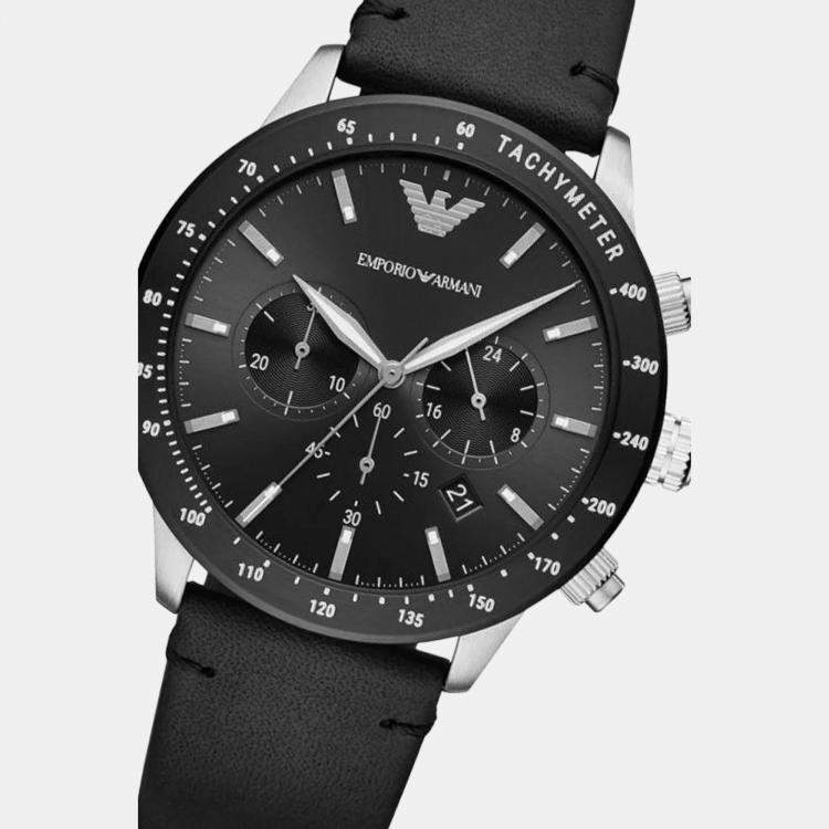 Armani black metal online watch