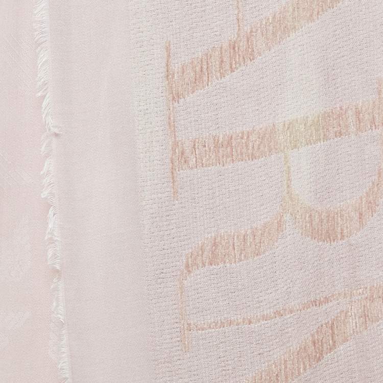 Pre Owned Emporio Armani Pink Eagle Logo Velvet and Modal Scarf