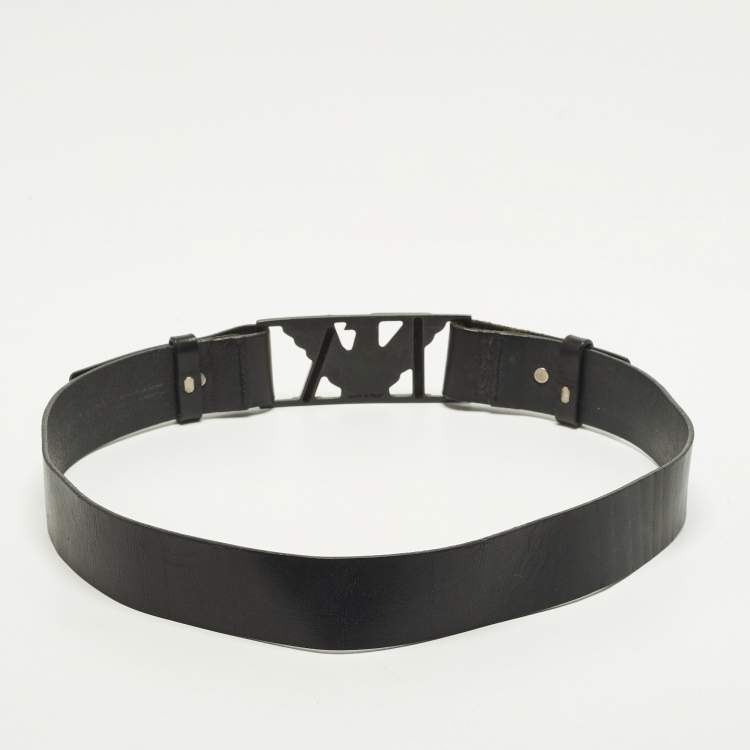 مملوكة مسبقًا Emporio Armani EA Logo 50CM Adjustable Belt Black Leather
