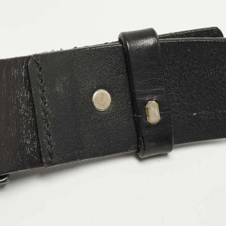 مملوكة مسبقًا Emporio Armani EA Logo 50CM Adjustable Belt Black Leather