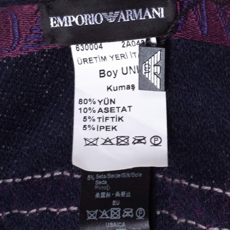 Pre Owned Emporio Armani Purple Wool Striped Stole