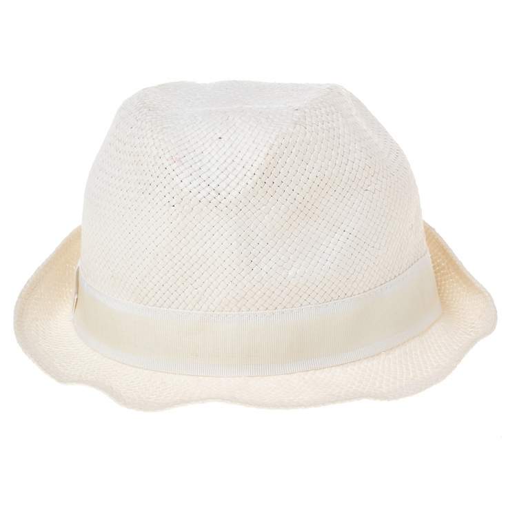 Pre Owned Emporio Armani White Paper Hat Size 57