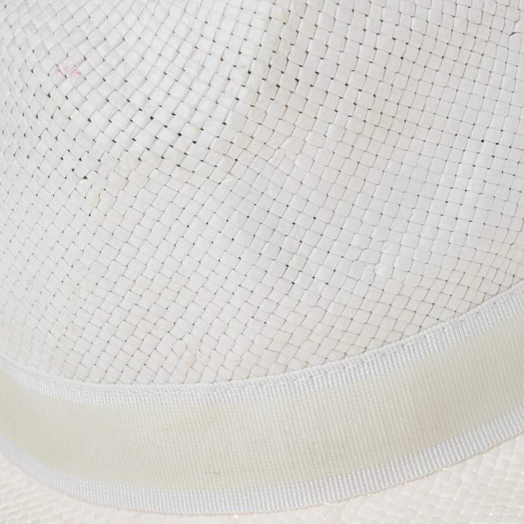 Pre Owned Emporio Armani White Paper Hat Size 57