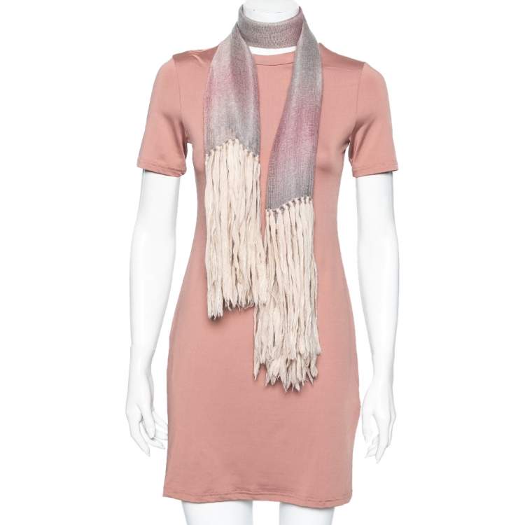 Pre Owned Emporio Armani Ombre Mohair & Silk Fringed Scarf