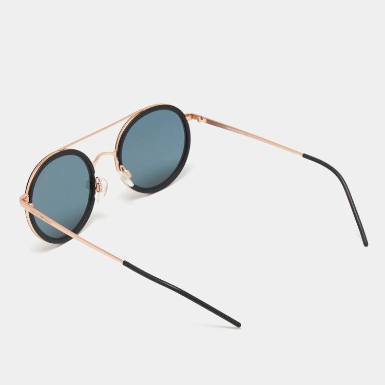 Pre Owned Emporio Armani Black EA 2041 Mirrored Round Sunglasses