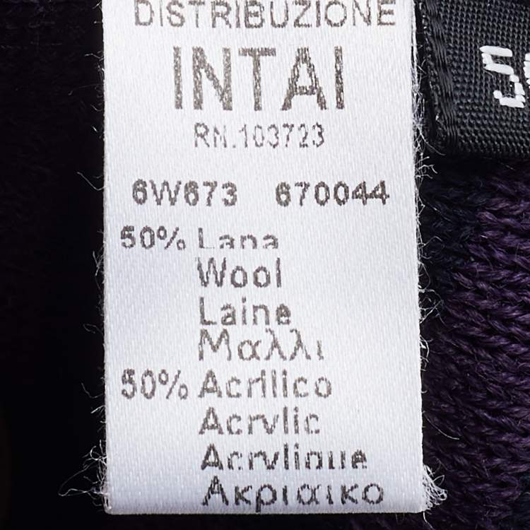Pre Owned Emporio Armani Purple Striped Wool Beanie 56 cm