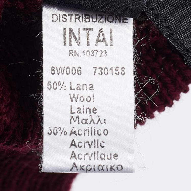 مملوكة مسبقًا Emporio Armani Burgundy & Beige Wool Gloves