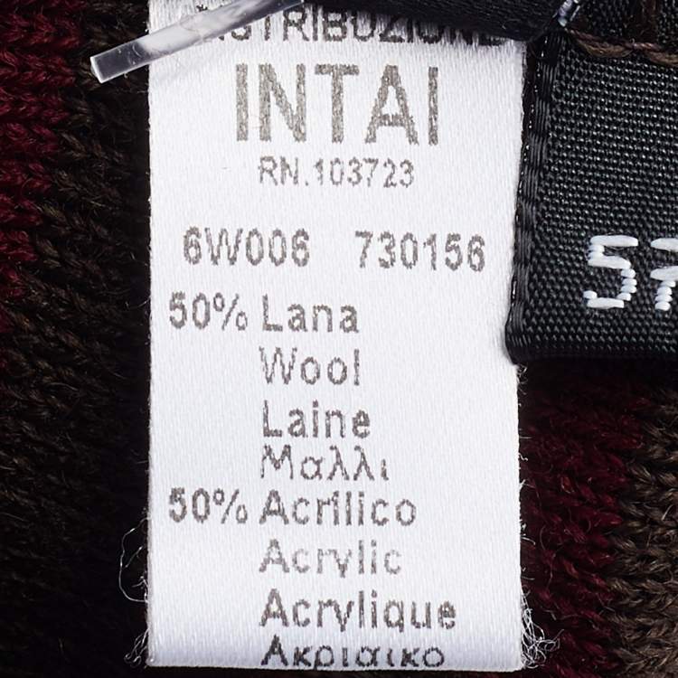 Pre Owned Emporio Armani Burgundy Wool Beanie 57 cm