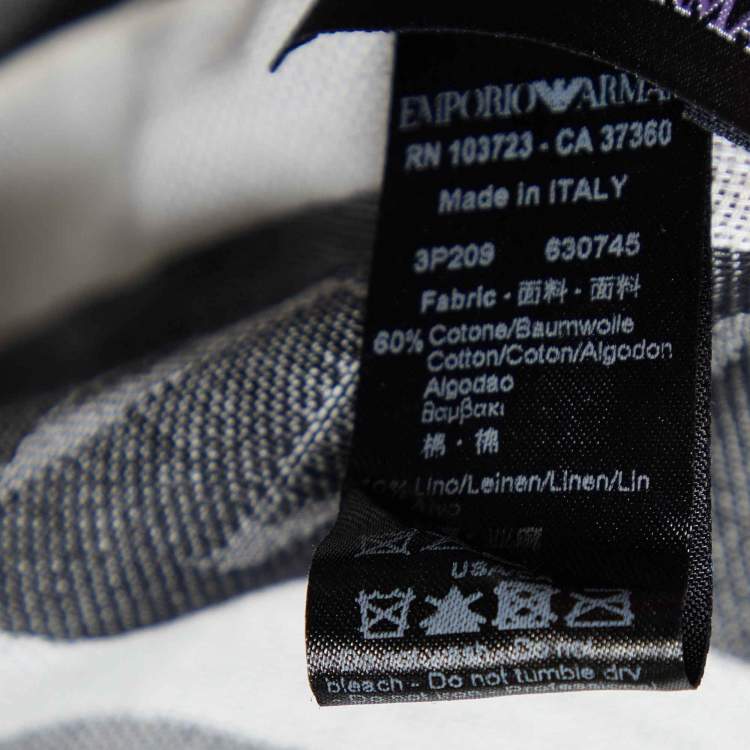 Pre Owned Emporio Armani White Striped Cottom & Linen Scarf
