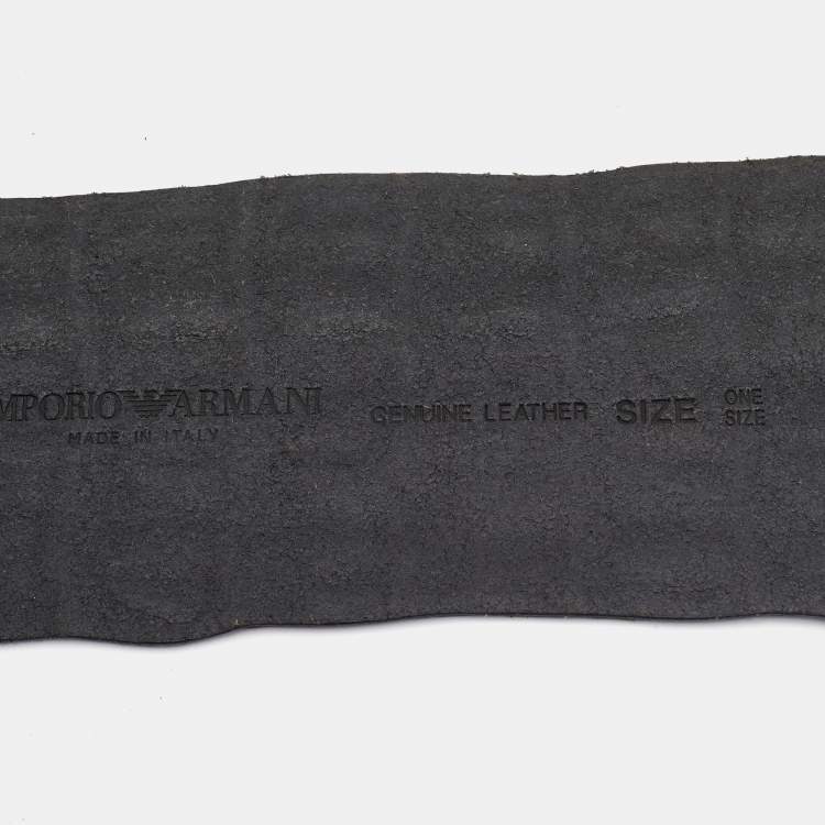 Pre Owned Emporio Armani Black Croc Embossed Leather Waist Belt 85CM