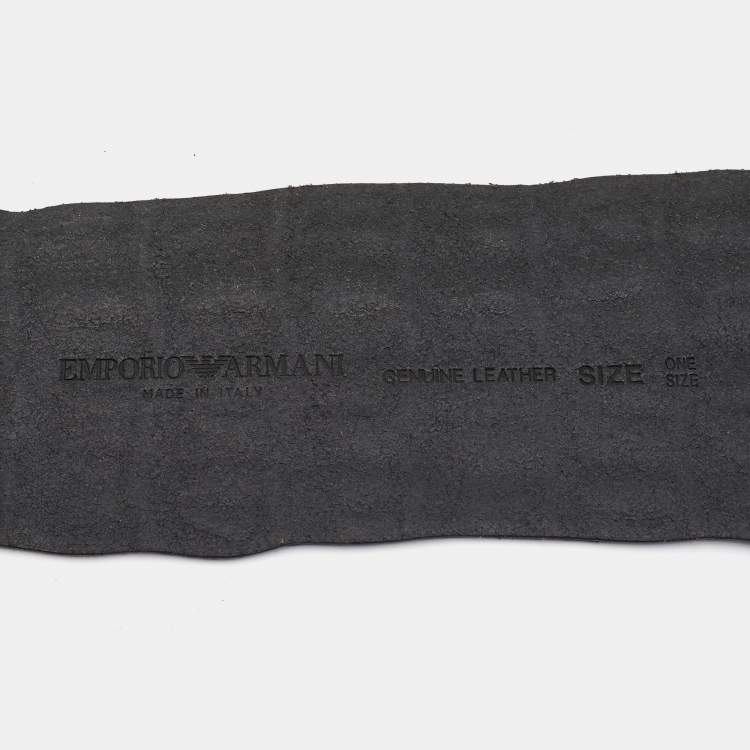 Pre Owned Emporio Armani Black Croc Embossed Leather Waist Belt 85CM