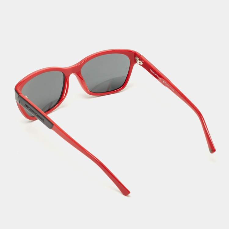 مملوكة مسبقًا Emporio Armani Red/Black Gradient Rectangular Sunglasses