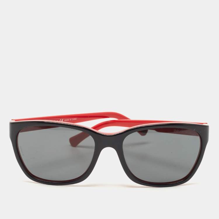 Emporio Armani Red Black Gradient Rectangular Sunglasses Emporio Armani The Luxury Closet