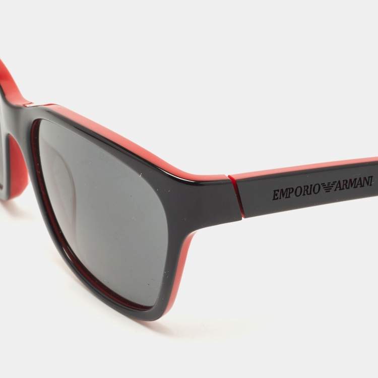 مملوكة مسبقًا Emporio Armani Red/Black Gradient Rectangular Sunglasses