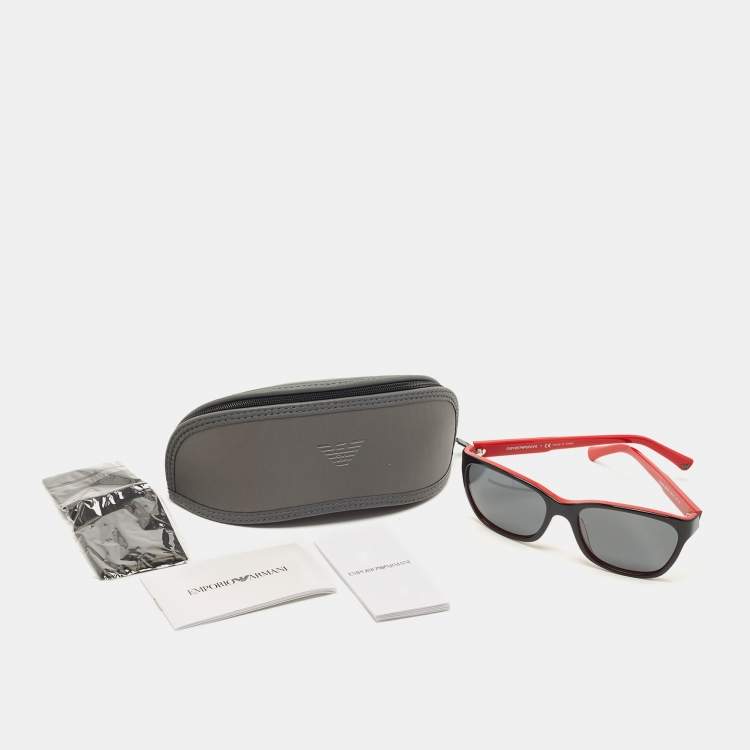 مملوكة مسبقًا Emporio Armani Red/Black Gradient Rectangular Sunglasses