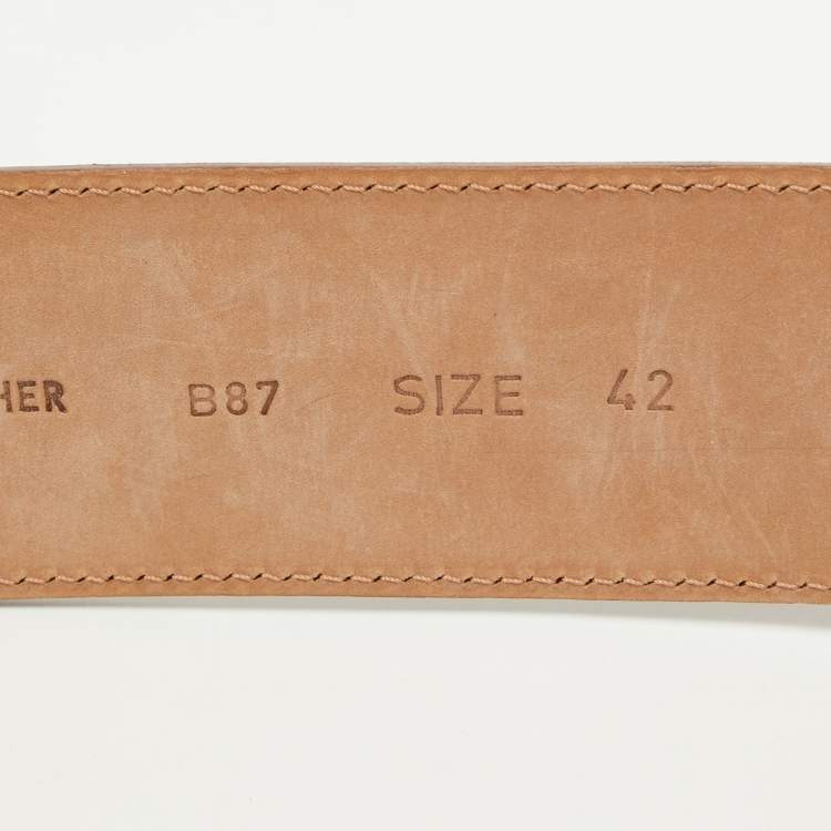 Pre Owned Emporio Armani Brown Croc Embossed and Leather Waist Belt Size 42