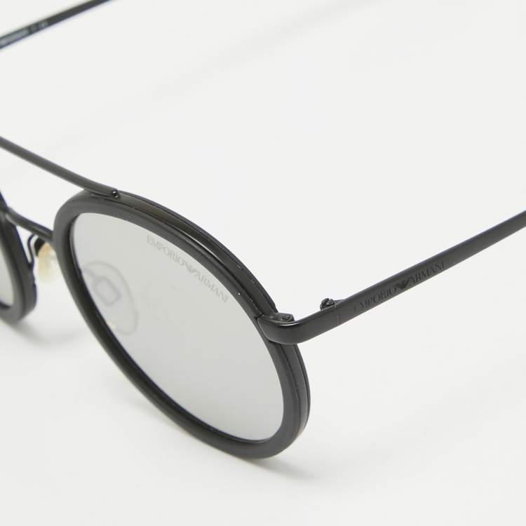 Pre Owned Emporio Armani Black Mirrored  EA 2041 Round Sunglasses