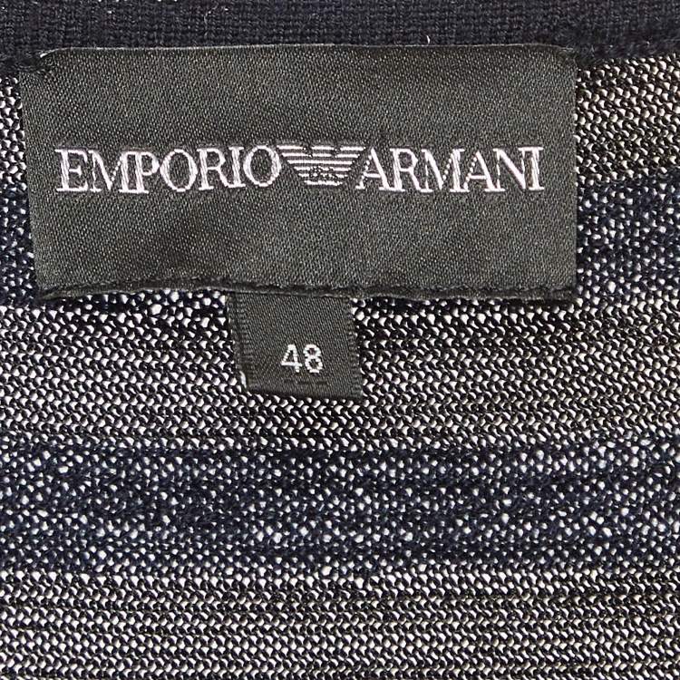 Pre Owned Emporio Armani Black Stripe Knit Sweatshirt L  